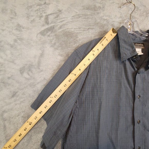 Columbia Mens Shirt Button Up Plaid Blue Short Sleeve Pocket 100% Cotton L‎ - Picture 5 of 12